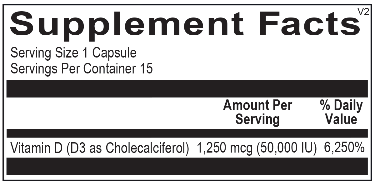Vitamin D3 50,000 IU - 15 Capsules